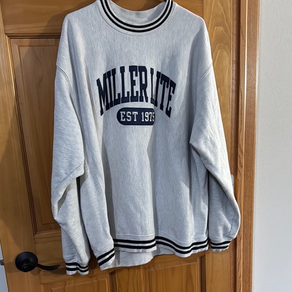 Miller Lite Champion Gray Collegiate Sweatshirt Oversized Fit